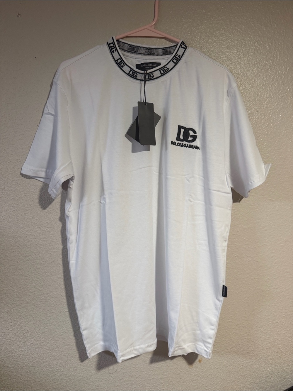 Dolce & Gabbana White T-Shirt with Black Logo Trim
